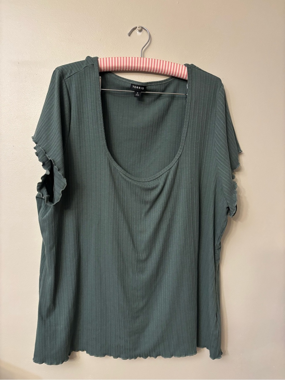 torrid Sage Green Ribbed Scoop Neck Top